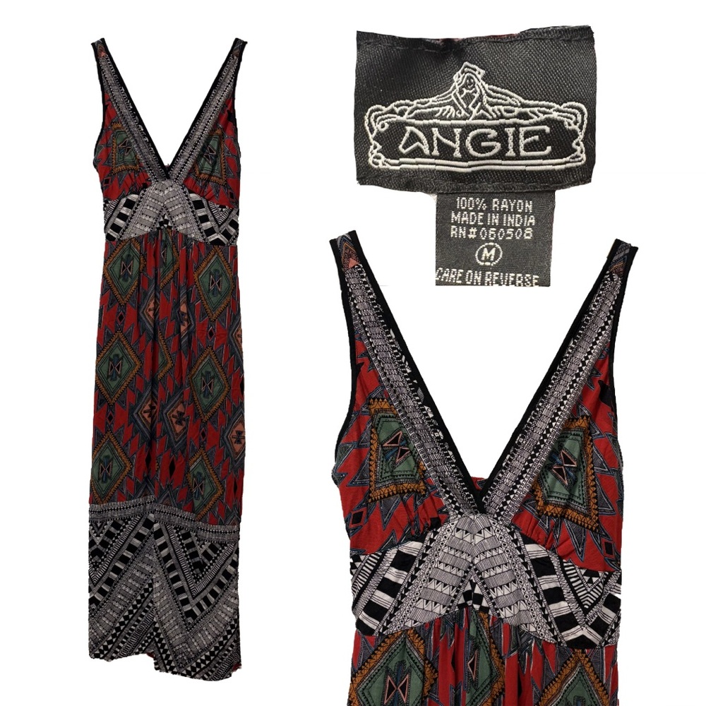 Vintage Angie bold print maxi dress size M